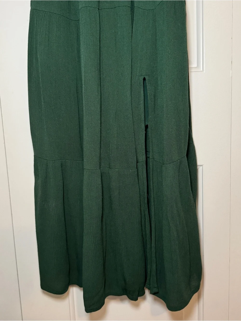 Abercrombie & Fitch Smocked Green Puff Sleeve Maxi Dress